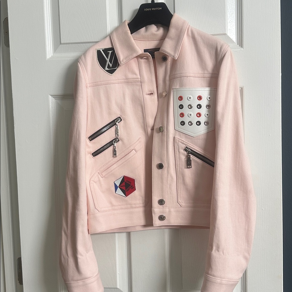 Louis Vuitton Light Pink Jacket with Patches, zippers bought in Rome